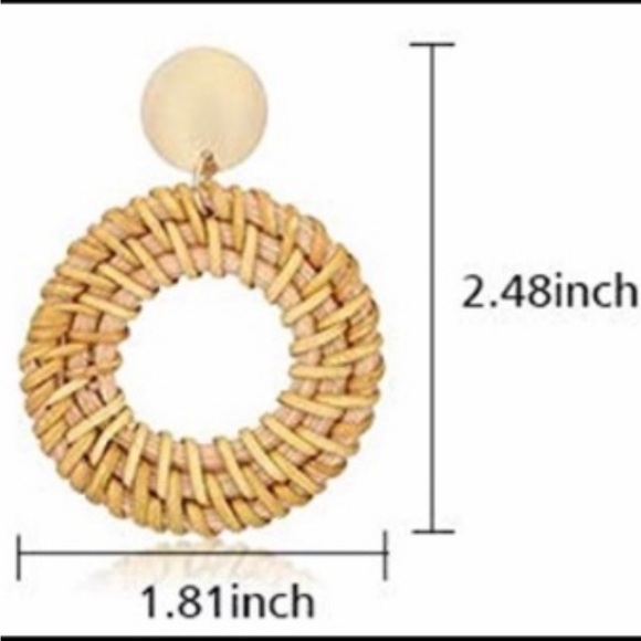 🖤 Rattan Earrings - Open Circle - Picture 2 of 4